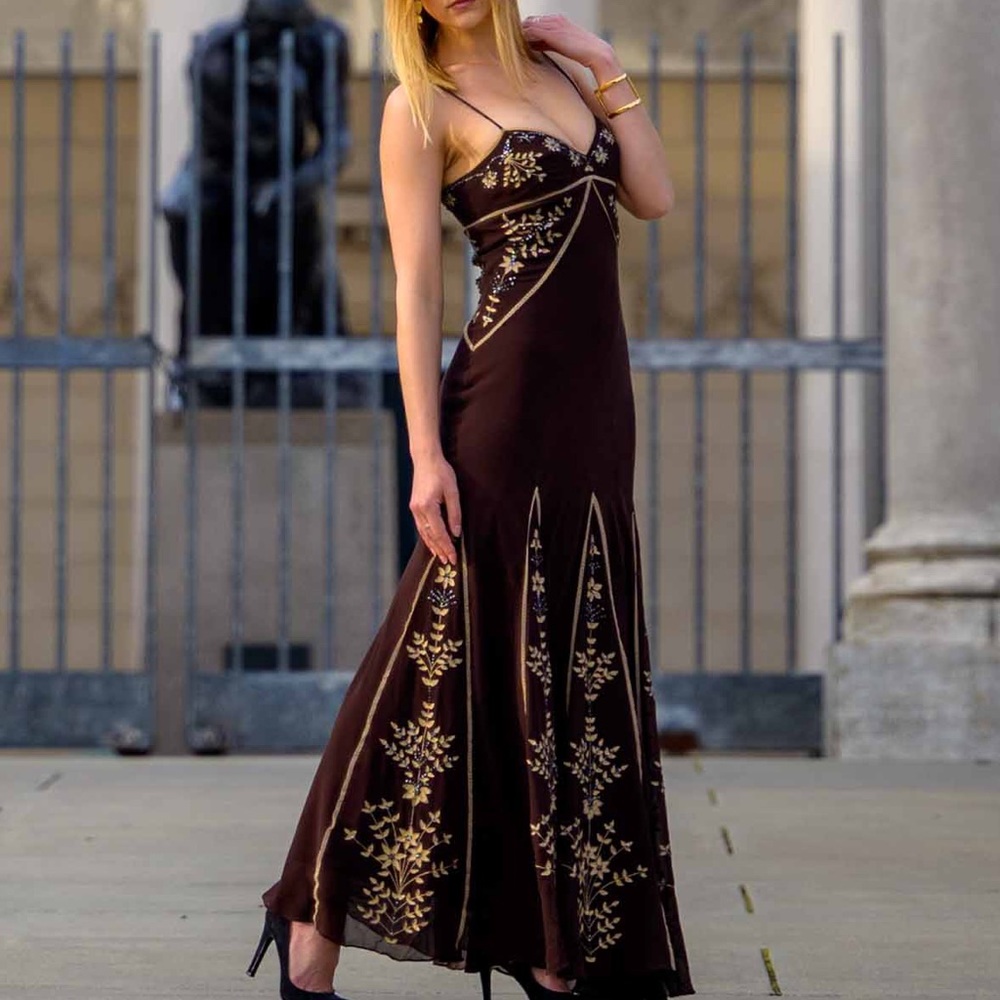 BCBG Max Azria beaded silk dress